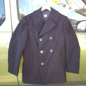 Mint Vintage Real US Navy Pea Coat Wool Black